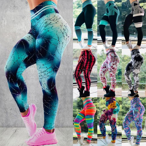 3D Donna Increspato Push up Leggings Pantaloni Yoga Palestra Allenamento  Pantaloni anti-cellulite | eBay