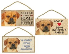 Puggle Dog Sign Plaque 10"x5" House not Home, Spoiled Lives Here, Love