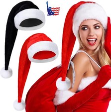 Long Santa Hats Velvet Christmas Hats Adults Winter Warm Xmas Costume 29.5" USA