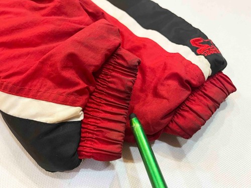 Vintage Starter CFL Calgary Stampeders Full Zip Felpa con Cappuccio Puffer Jacket XXL Rosso - Foto 17 di 17