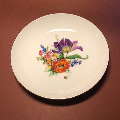 Porzellan Gebäckschale, 18,5cm, prächtiger Blumenstrauß, Goldrand, Fürstenberg