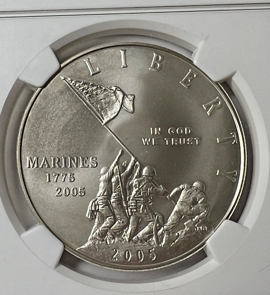 2005 P MARINES S$1 Commemorative Silver Dollar NGC MS70 - Highest grade possible - Image 3 of 4