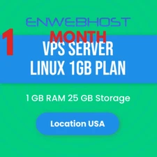 VPS Server Linux 1GB RAM 25 GB Storage Location US - 1 Month
