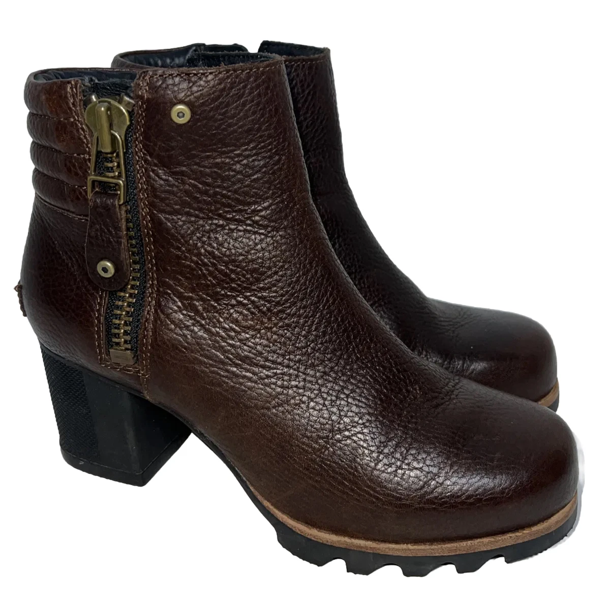 Sorel Danica size 6 NL2547 256 Zip Leather Brown Heel Waterproof