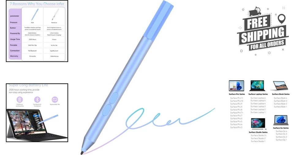 Active Stylus para Microsoft Surface - Longa duração e multicompatível - Imagem 2 de 4