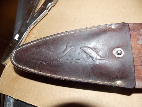 Pinza per attrezzi da pesca vintage Solinger W. Germany-coltello-scaler e altro con fodero 8/25 - Foto 6 di 7
