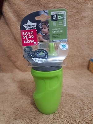 Tommee Tippee Insulated Sportee Toddler Bottle 9oz Bite Resistant BPA Free Green