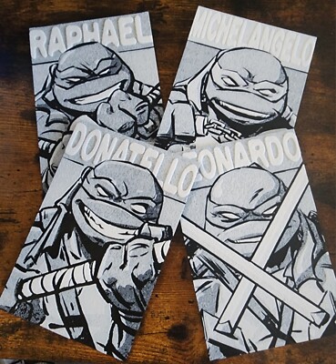3d Printed TMNT Teenage Mutant Ninja Turtle Cards 6'' X 4'' Set Of 4