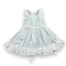 Vtg Handmade Sleeveless Girls Dress Pink Ribbons White Lace 20 W Flower Buttons
