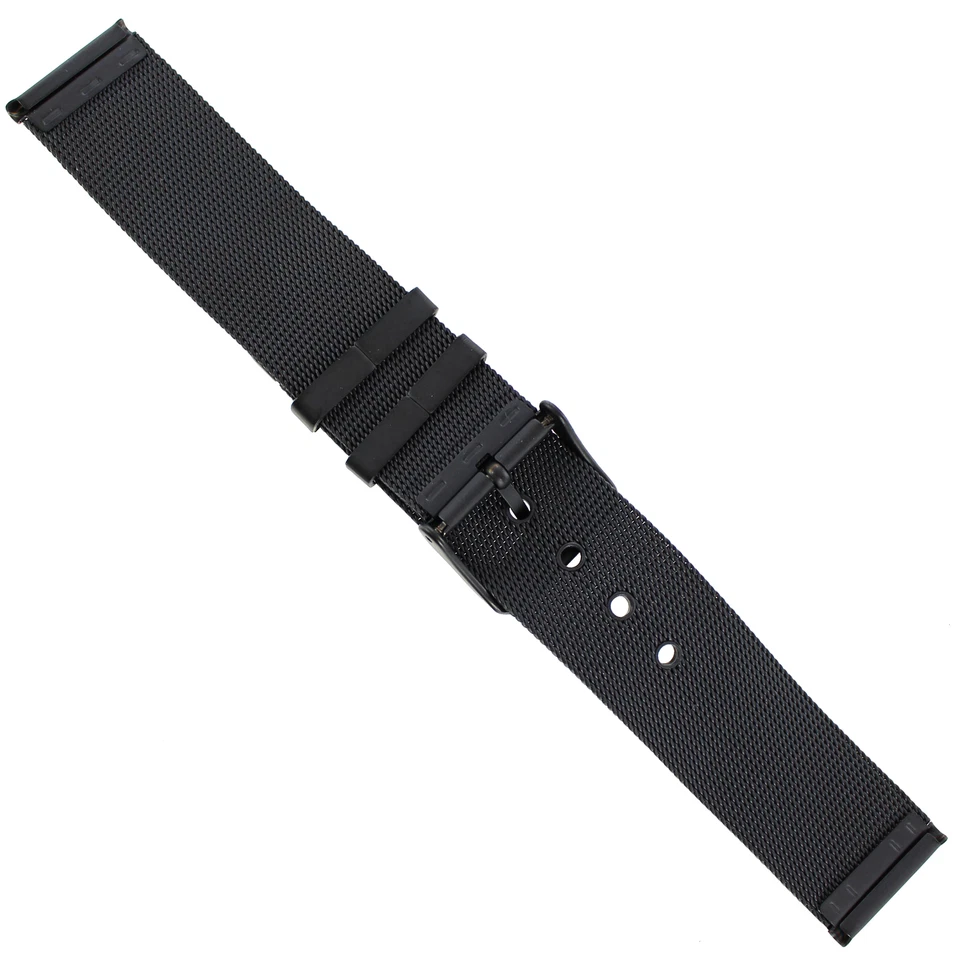 22 mm Milano PVD negro mate dos piezas malla fina con ojales correa de reloj para hombre ME005 Foto 2 de 4