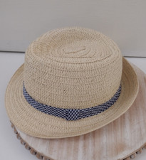 Target Kids Fedora Hat with Navy Blue White Trim Beach Hat, Wedding, Summer