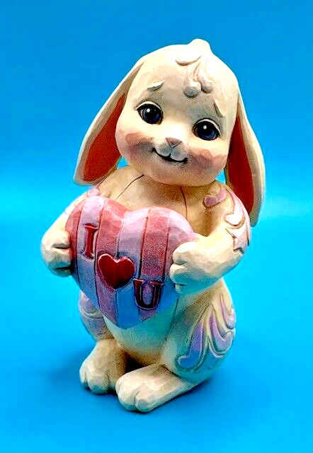 ADORABLE!  Vintage 3.5" White Ceramic Bunny Rabbit "I Love You"  Figurine