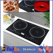 110V Induction Cooktop 2 Burners Electric Hob Cook Top Stove Ceramic Cooktop