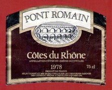 44/68 Etiquette Label of Côtes du Rhône 1978 PONT ROMAIN Vignerons Gardois 