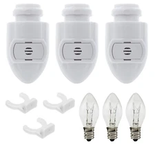 White Auto On Sensor Plug in Night Light Module Includes Bulbs and Clips | 3 Pk