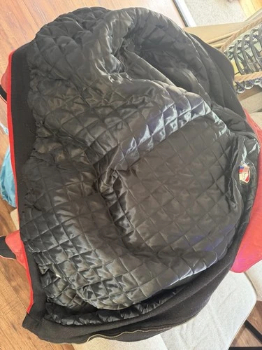 Marlboro Team Penske Leather Bomber Jacket Black/Red Quilted Lined XL image 6