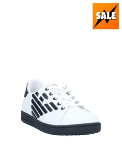 EMPORIO ARMANI EA7 Kids Leather Sneakers US2 UK1.5 EU33 White Treated Logo