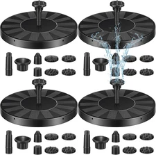 4 Pack Solar Bird Bath Fountain Pump with 6 Nozzle Water Floating Solar Fountain