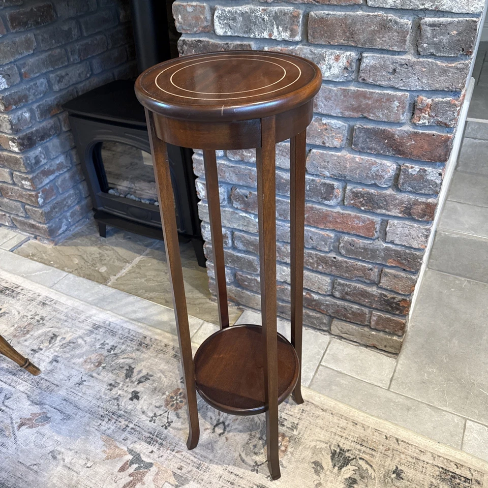 Round Plant Table Stand Side Table Lamp Stand Tall Wooden - Image 4 of 4