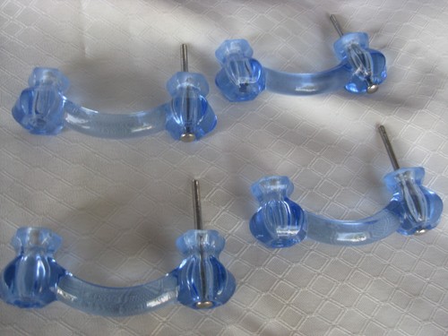 Vintage Set of 4 Light Blue Cabinet or Dresser Pulls