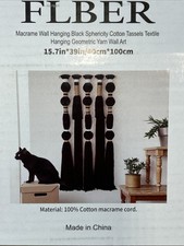 Macrame Boho Wall Hanging Tassel Decor Handwoven Cotton Fiber Art 16 X 39