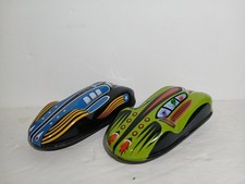 2 Schylling Space Ship Alien Craft Friction Metal Retro Car Metal Tin Litho 2010