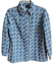 Vintage Stage 7 100% Polyester Button Down Blouse Women's L 16 New Old Stock