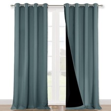 NICETOWN 100 Blackout Blinds, Set of 2, 46" x 102", Greyish Blue, Laundry Ro...