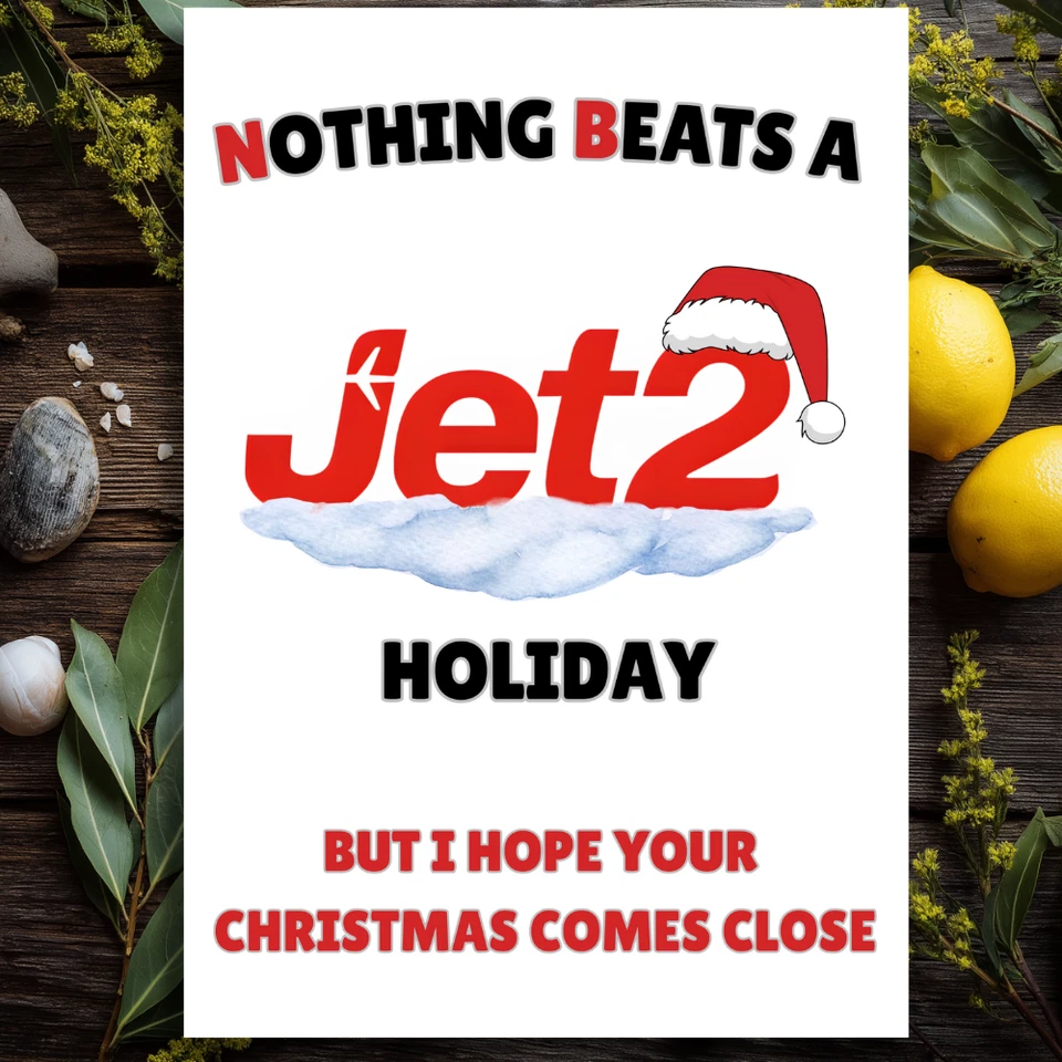 CHEEKYSTUDIOPRESS Jet2 Christmas Card, Funny Christmas Card Travel Meme Tiktok Joke Novelty A5