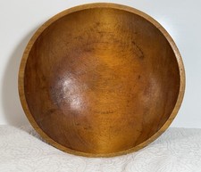 Vintage 13" Wooden Dough Bowl Turned Primitive Unmarked Farmhouse Out-of-Round