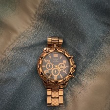 DOWE Orologio uomo analogico cronografo oro quadrante blu bracciale metallo