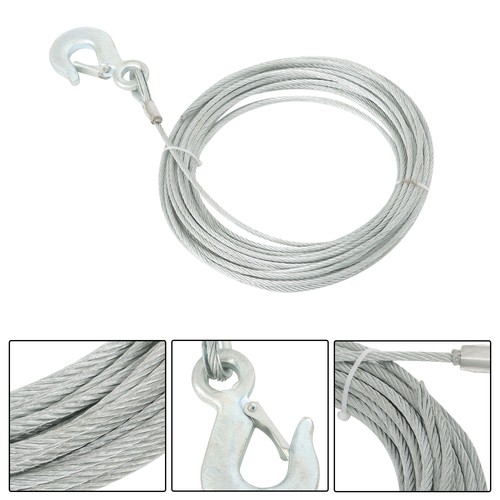 Cavo verricello corda metallica zincata 3/16" x 50 piedi 7x19 fili con gancio 1/4" G70 - Foto 13 di 20