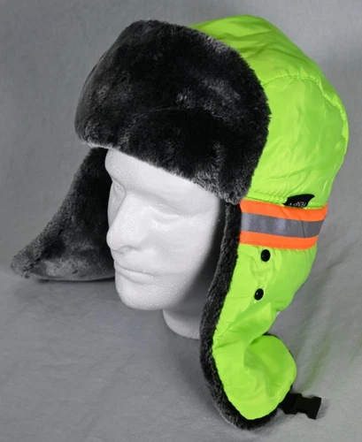 Fenely Hi Vis Reflective Outdoor Trapper Hat Aviator Russian Thermal Cap No Mask