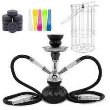 Small 11" Pumpkin Style 2 Hose Portable Hookah Shisha w/Metal Cage Combo Pack