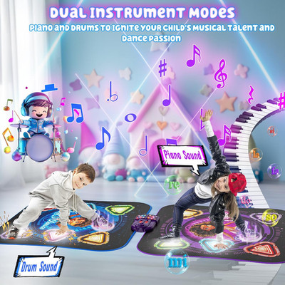 Dance Mat, 2025 Light up 2-Player Opposing Dance Pad with Single & Double Pla...