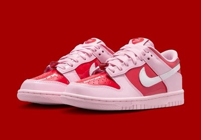 Nike Dunk Low Men s Lace-Up Low Top Colorblock Sneakers Pink Red White
