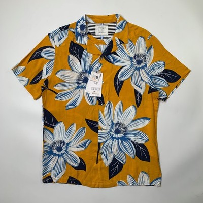 Denim & Flower Shirt Mens M Medium Hawaiian Floral Cactus Man