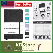 Secure Password Organizer Book with A-Z Tabs, 5x7 Black, Website & Login Keeper