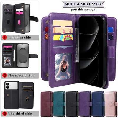 Wallet Card Case Leather Flip Cover For iPhone 17e 16 15 14 13 12 11 Pro Max XR