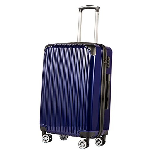 Expandable 28in Navy Carry-On Spinner Suitcase PC+ABS Lightweight-image