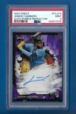 2024 Topps Finest Junior Caminero AUTO/125 RC Purple Refractor PSA Mint 9 FA-JCA