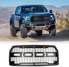 For 2015-2017 FORD F150 Grille Raptor style Front Bumper Grill W/LED Matte Black