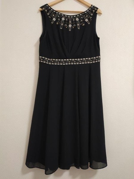 Women Monsoon Dress Black Polyester 40 / L