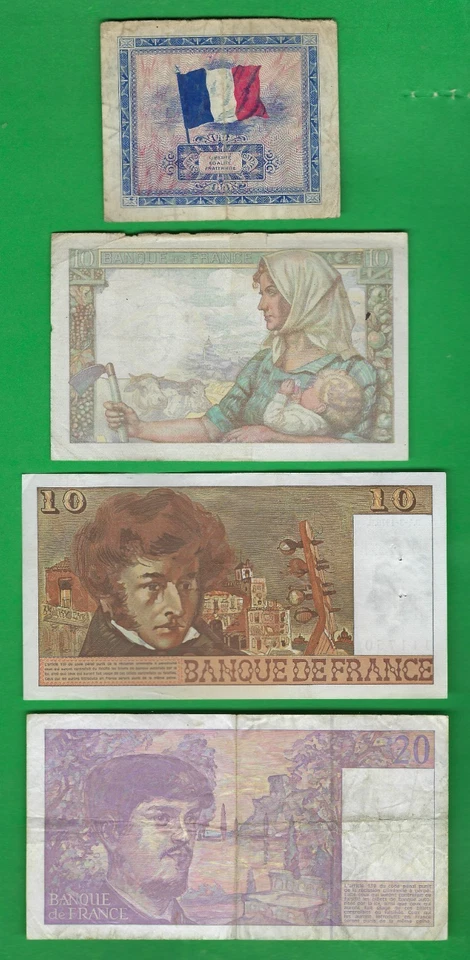 FRANCE 1944 - 1991 ~ FRANCS ~ 4 X PAPER MONEY LOT # 9364 (*-*) - Image 2 of 2