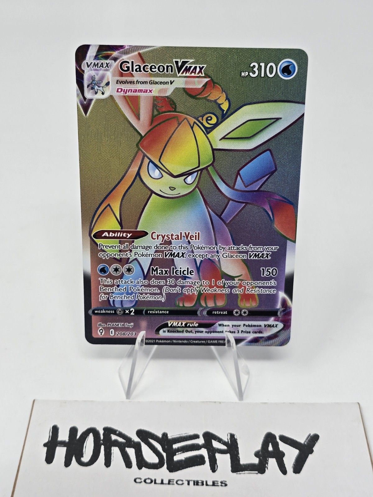 Glaceon VMAX (Secret) 208/203 SWSH07: Evolving Skies Holo NM