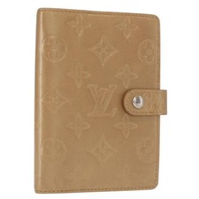 LOUIS VUITTON Monogram Mat Agenda PM Day Planner Cover Beige R20934 Auth BA8519