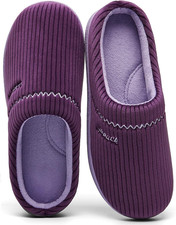 House Slippers for Women with Arch Support Memory Foam Non-Slip, Two Tone Embr