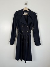 Hobbs Saskia Coat Size UK 12 Navy Double Breasted Trench Mac Jacket Rain Belted
