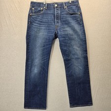 Levis 501 Jeans Mens Size 36x30 Blue Button Fly Straight Leg Denim Pants Dark