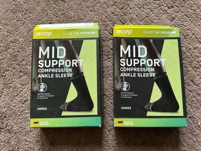 CEP Mid Support Compression Ankle Sleeve Unisex Black/Grey Size IV 